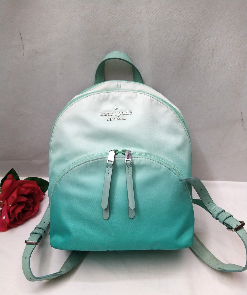Kate Spade New York Blue White Nylon Zippers Top Handle Backpack